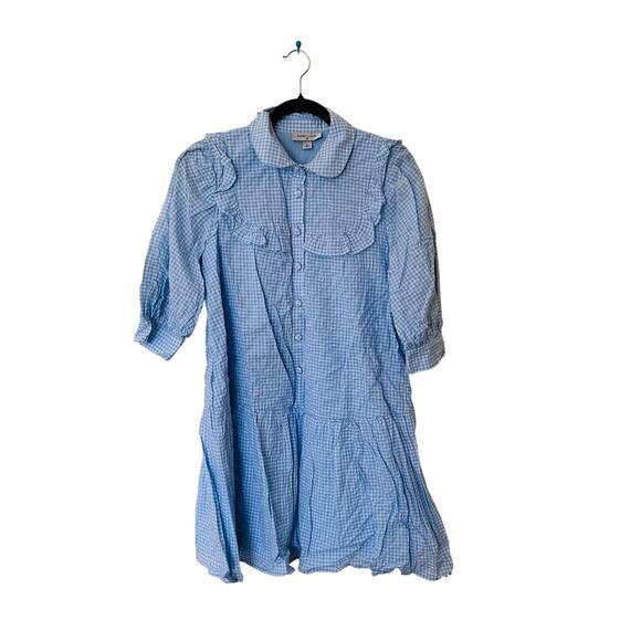 Sandy Liang Blue Gingham Mini Dress sz Small - Picture 1 of 10